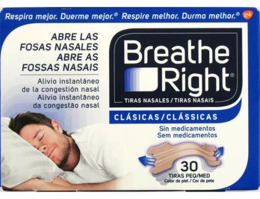 Tiras Nasales Breathe Right Pequeñas y Medianas 30 uds