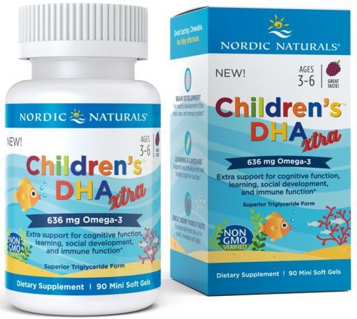 DHA Xtra para Niños 636 mg Omega-3 90 mini Cápsulas Blandas