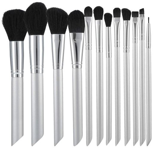 Set Brochas de Maquillaje Gris 12 piezas