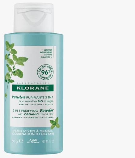 Menta Acuática Bio y Arcilla Polvo Purificante 3 en 1 50 gr