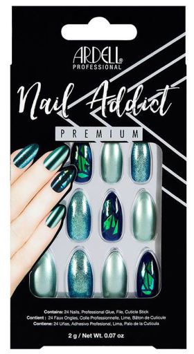 Nail Addict Uñas Postizas Green Glitter Chrome