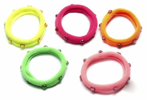 Gomas para el Cabello con Piedritas de Colores Surtidos 5 Unidades
