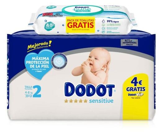 Sensitive Pack Pañales Talla 2 de 4 a 8 Kg + Toallitas