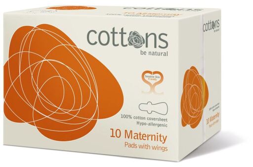Compresa Maternity C/Alas 100% Algodón 10 Unidades