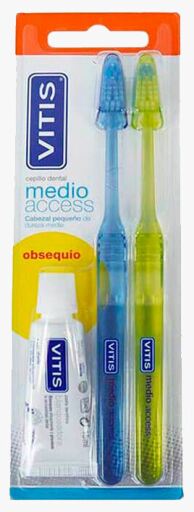 Cepillo Medio 2 Unidades + Anticaries 15 ml