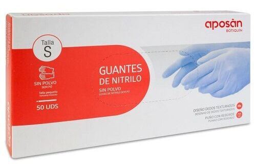 Apos&aacute;n Botiqu&iacute;n Guantes De Nitrilo Sin Polvo Talla S 50 Unidades