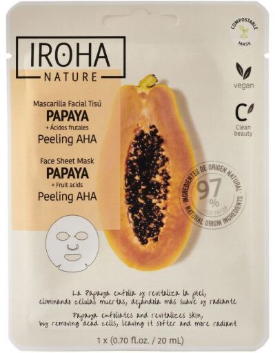 Papaya Peeling Aha Mascarilla Facial Tisú 1 Unidad