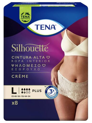 Silhouette Plus Crema Cintura Alta Tamaño Grande 8 Unidades