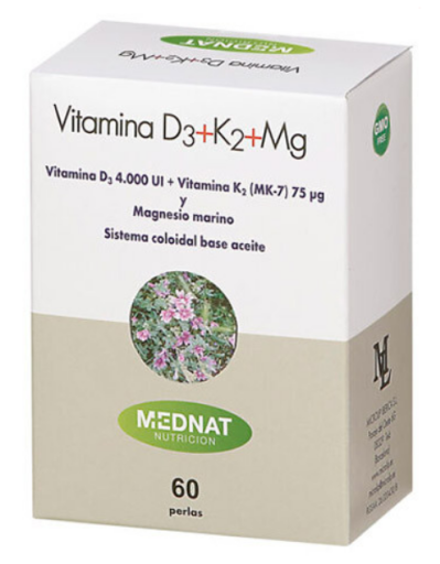 Vitamina D3+K2+Mg 60 Perlas