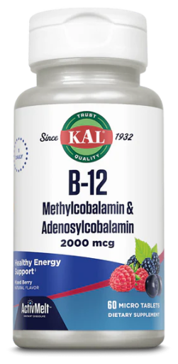 B12 Methylcobalamin & Adenosylcobalamin 2000 mcg 60 Micro Tablets
